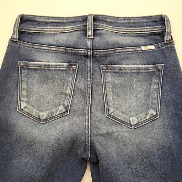 Kancan Jeans Women's 27 Long Blue Mid Rise Skinny Leg Ankle Distressed SAMPLE - Picture 6 of 12
